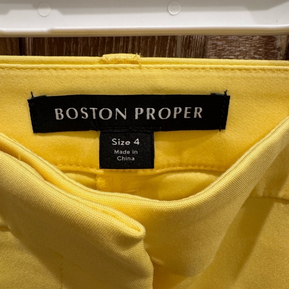 Boston Proper Modern Slim Straight Leg Slit Front Lemon Drop Pant Trousers - Picture 3 of 12